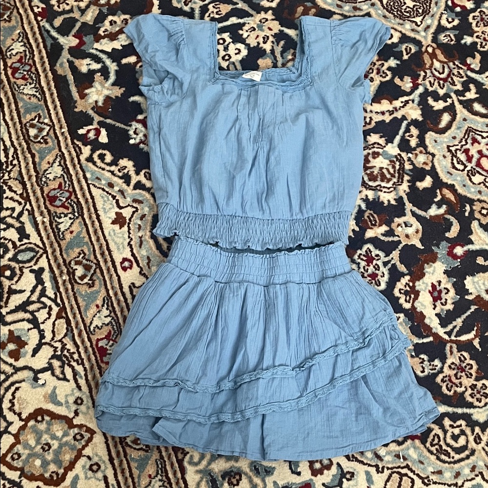 Abercrombie kids skort and top set, lace trim tiered skirt